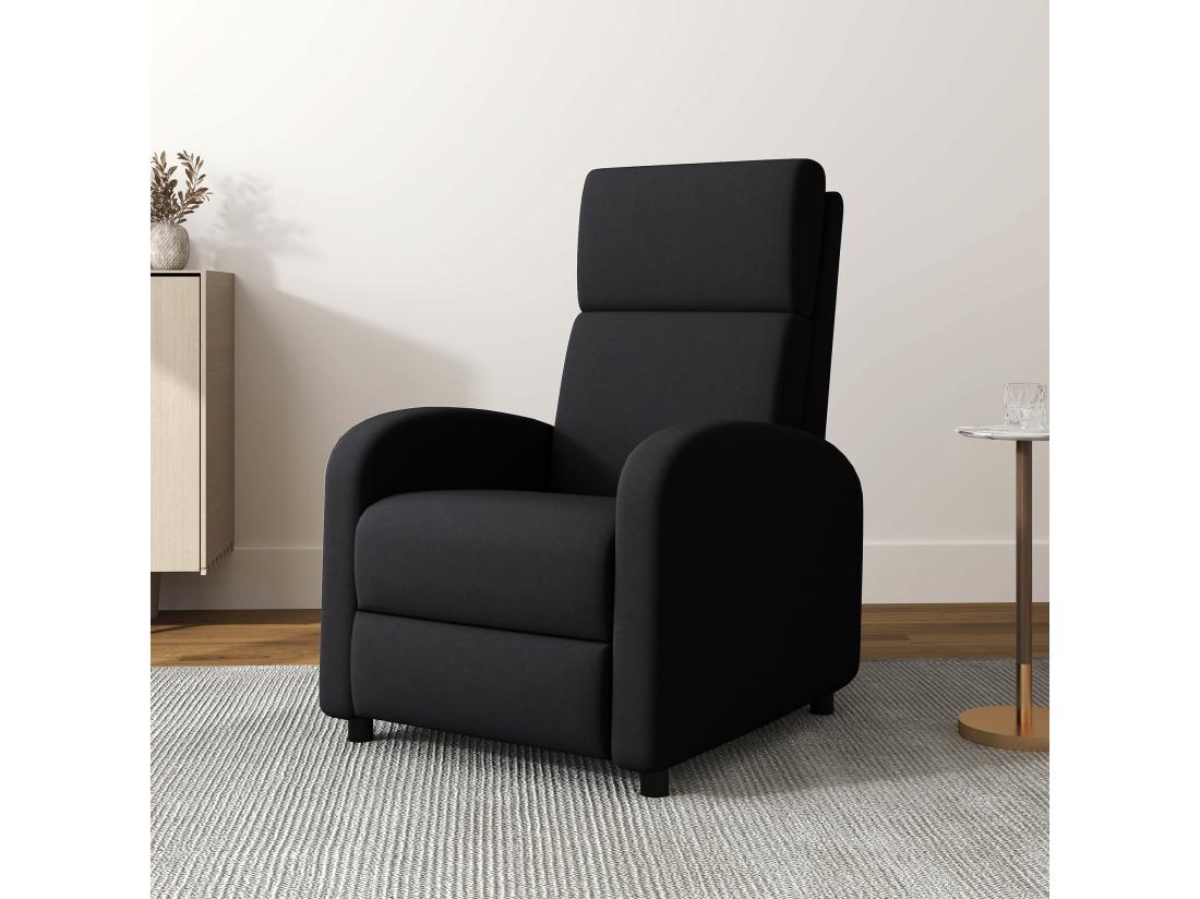 Vente Unique Fauteuil De Relaxation Inclinable Réglable Repose-pied Tissu Noir
