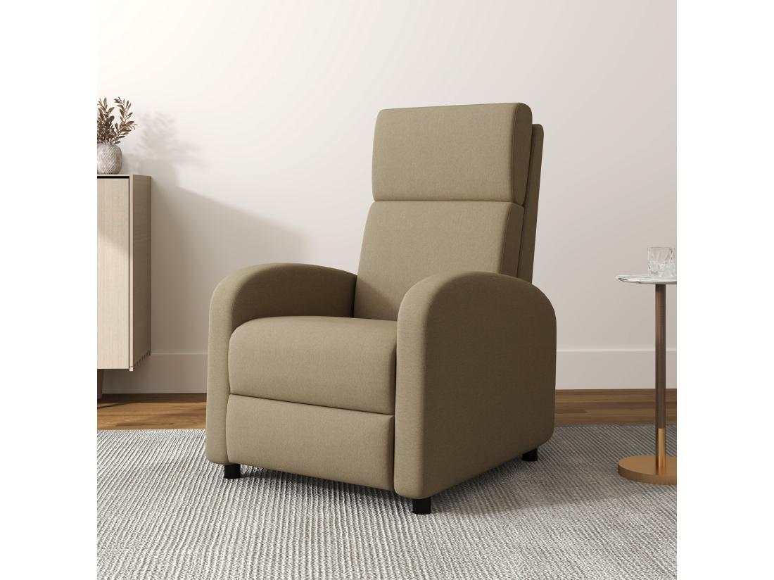 Vente Unique Fauteuil De Relaxation Inclinable Réglable Repose-pied Tissu Beige