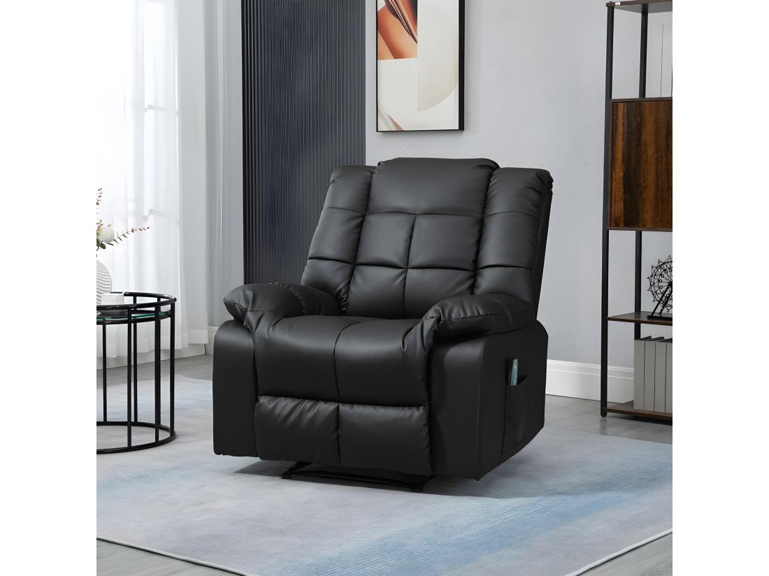 vente unique Fauteuil de relaxation massant EMILIO noir