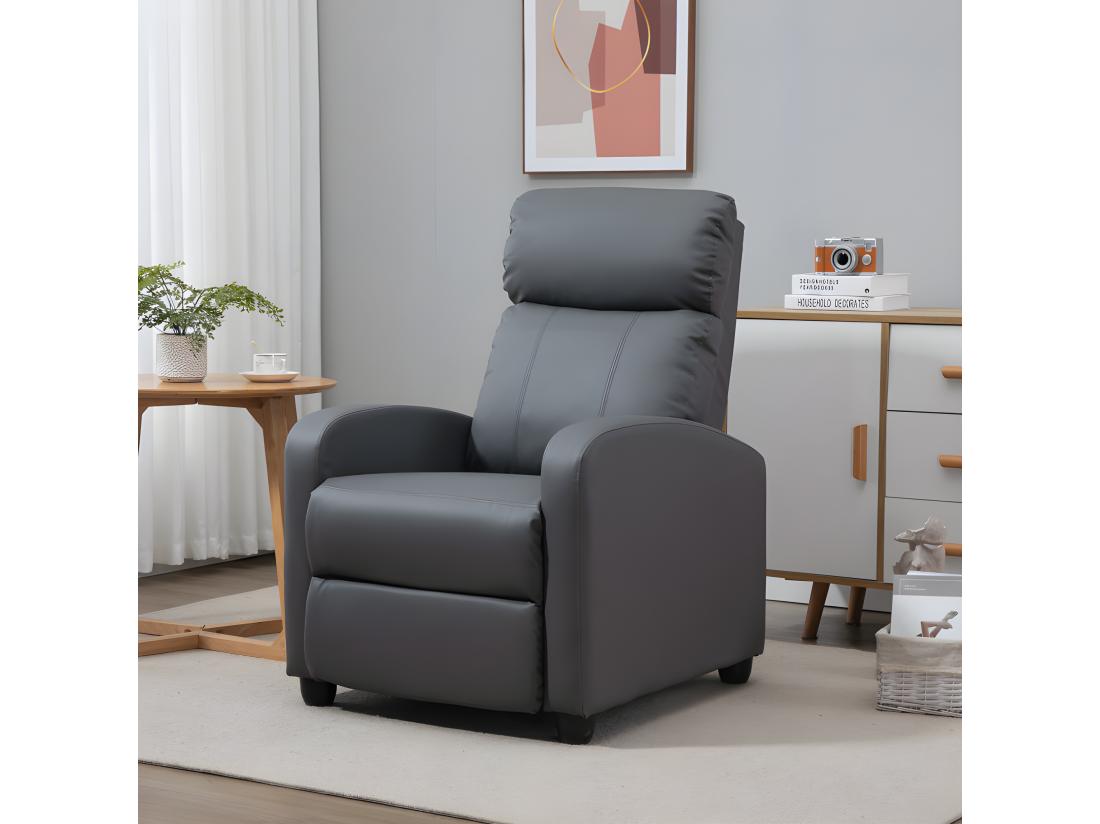 Vente Unique Fauteuil De Relaxation Massant ETIENNE Gris