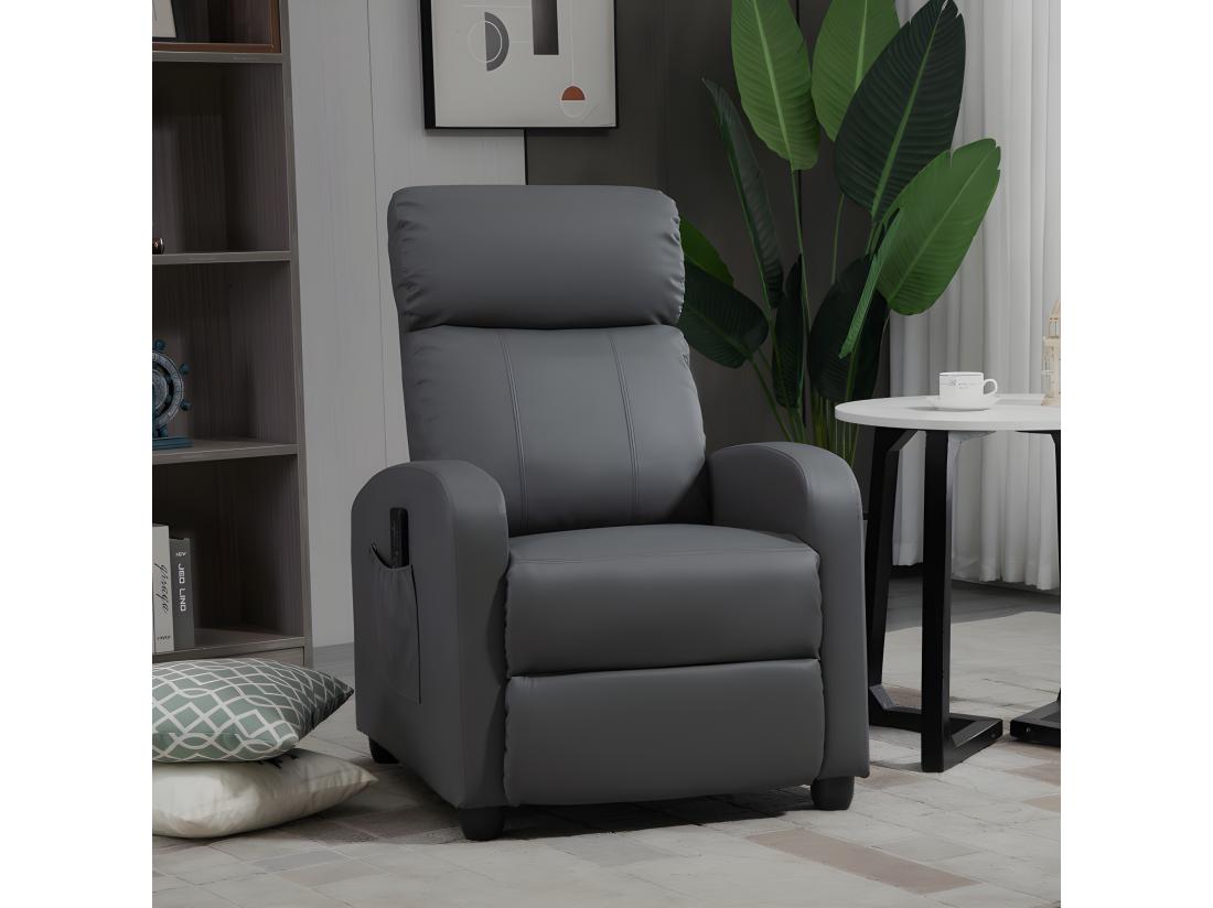 Vente Unique Fauteuil De Relaxation Massant ETIENNE Gris