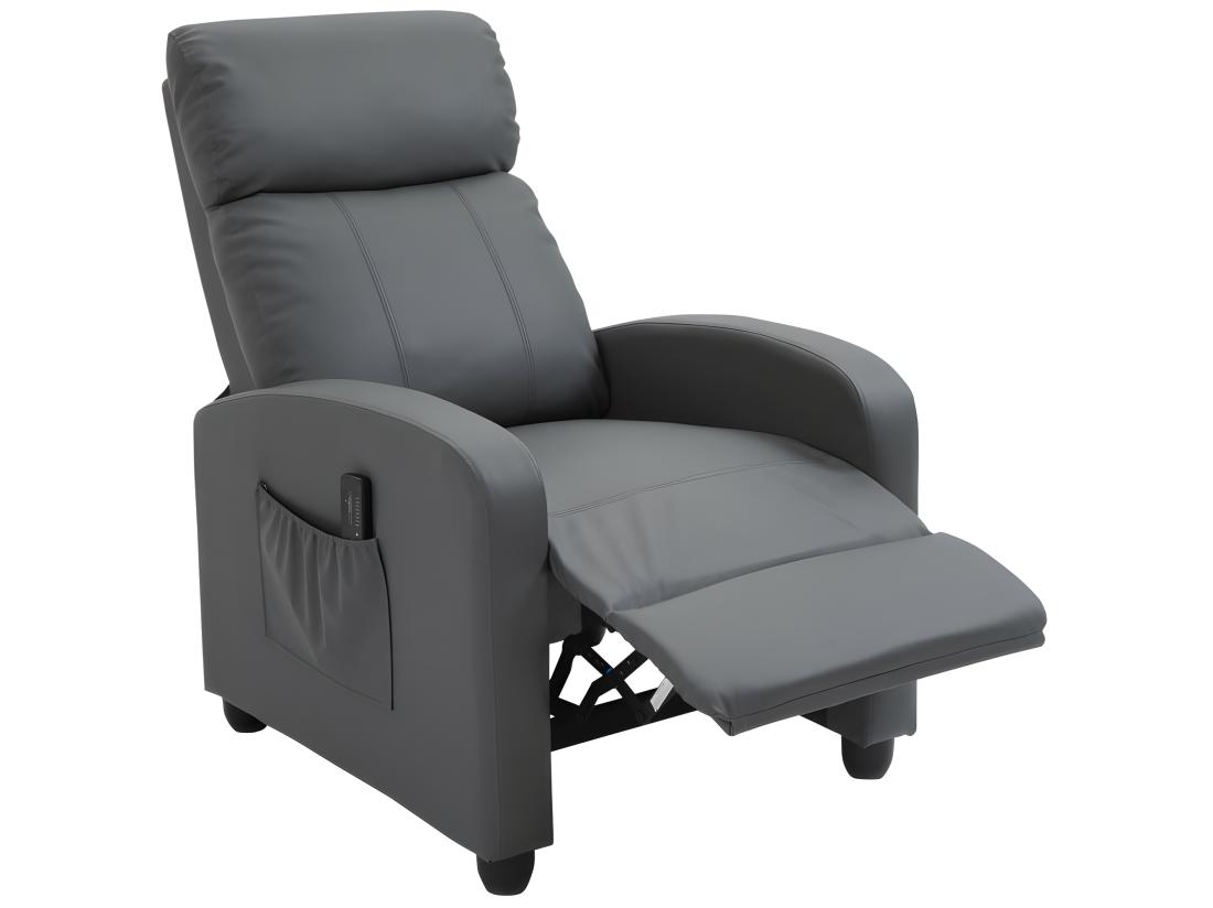 vente unique Fauteuil de relaxation massant ETIENNE gris