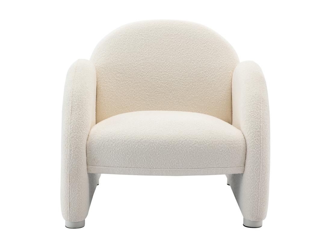 Vente Unique Fauteuil En Tissu Bouclette Blanc COLEBRI