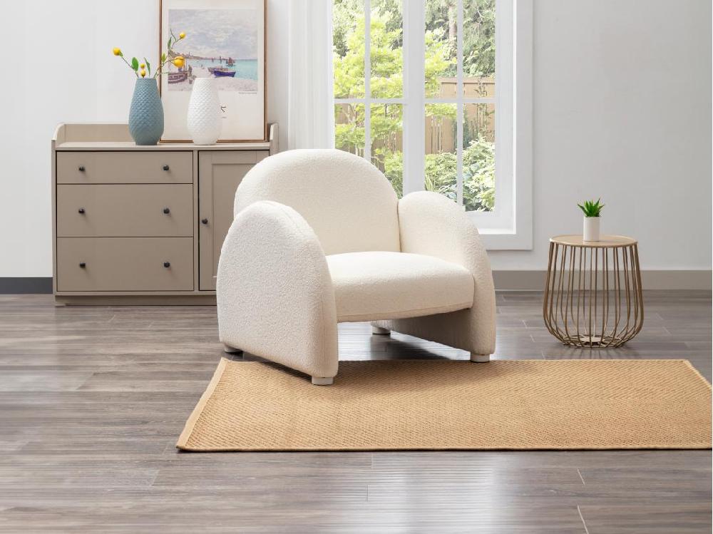 vente unique Fauteuil en tissu bouclette blanc COLEBRI