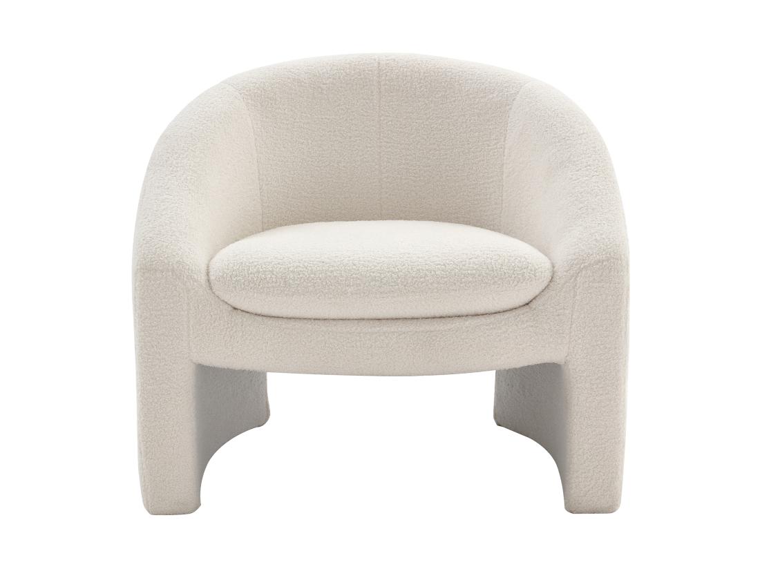 Vente Unique Fauteuil En Tissu Bouclette Blanc OSSANA