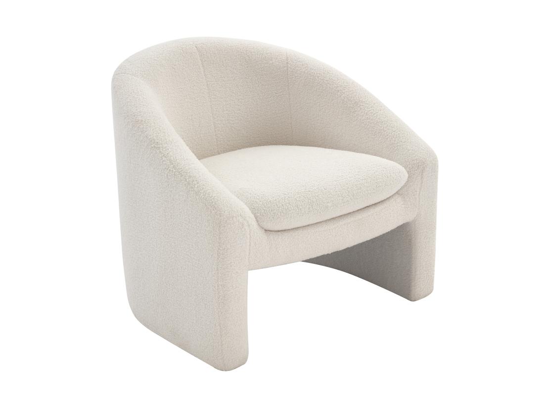 Vente Unique Fauteuil En Tissu Bouclette Blanc OSSANA