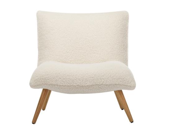 Vente Unique Fauteuil En Tissu Bouclette Effet Peau De Mouton PEPITA - Blanc