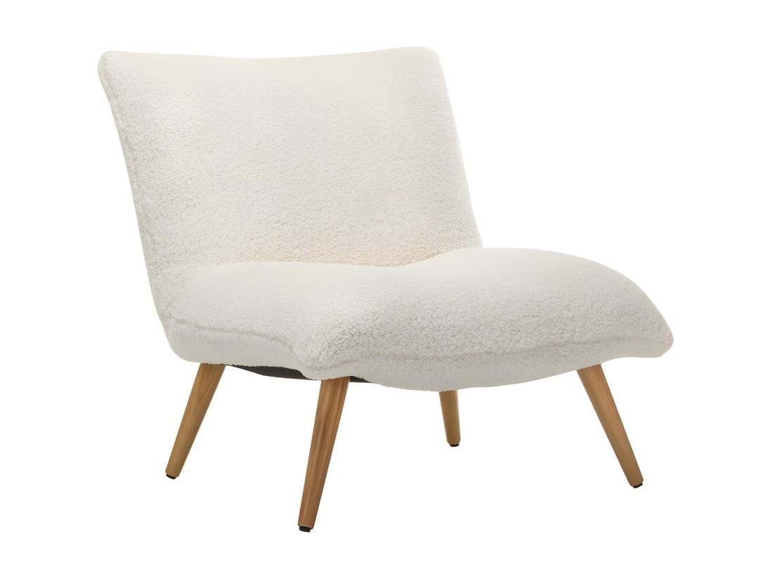 Vente Unique Fauteuil En Tissu Bouclette Effet Peau De Mouton PEPITA - Blanc