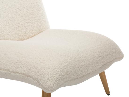 Vente Unique Fauteuil En Tissu Bouclette Effet Peau De Mouton PEPITA - Blanc