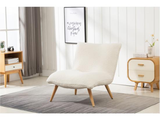 vente unique Fauteuil en tissu bouclette effet peau de mouton PEPITA - Blanc