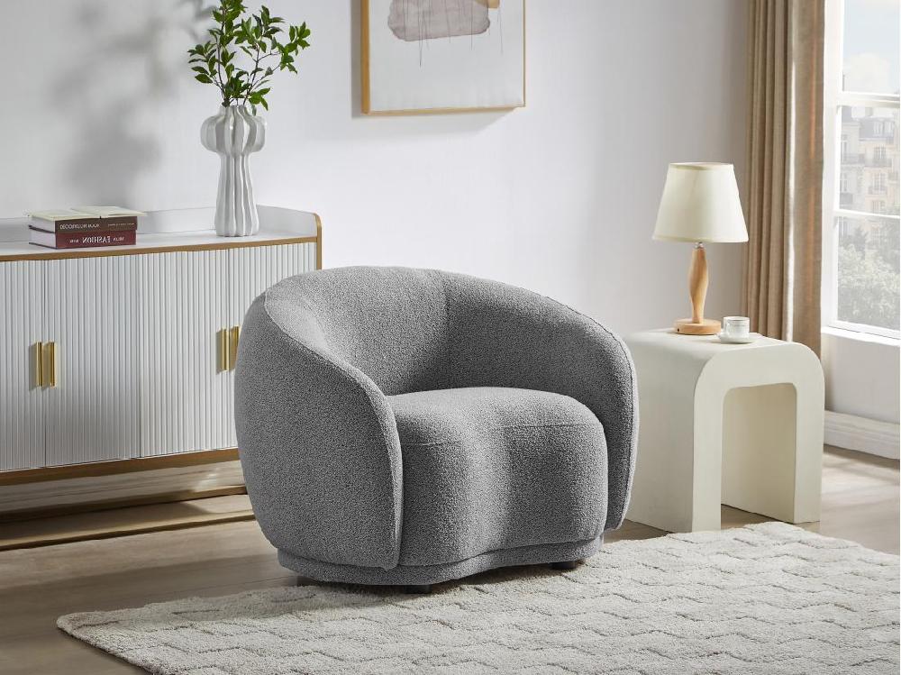 vente unique Fauteuil en tissu bouclette gris BOVANA de Pascal Morabito
