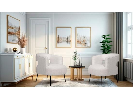 Vente Unique Fauteuil En Tissu Bouclette "iris" - Blanc