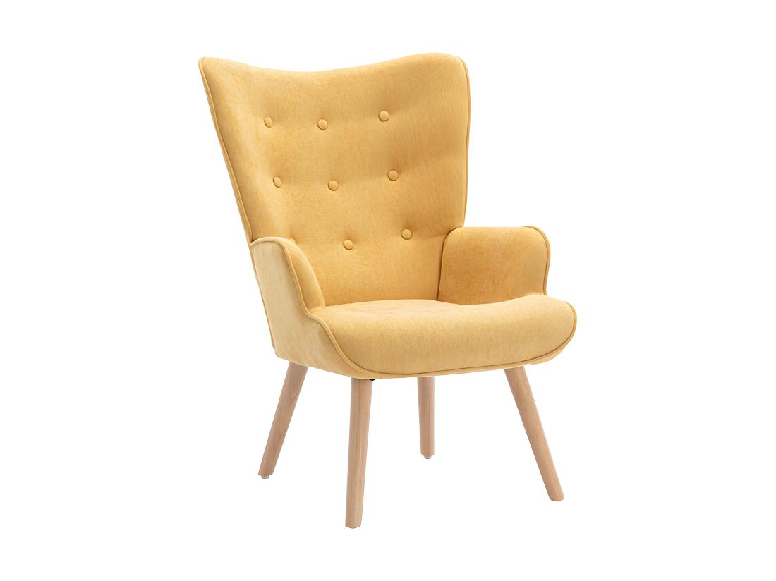 Vente Unique Fauteuil En Tissu Jaune Moutarde VATELY
