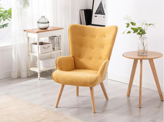 vente unique Fauteuil en tissu jaune moutarde VATELY