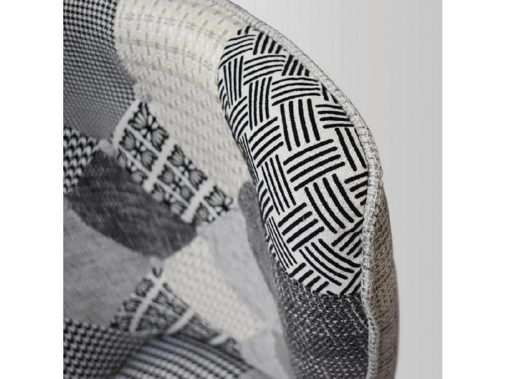 Vente Unique Fauteuil En Tissu Patchwork Gris Avec Pieds En Bois - HAVANA