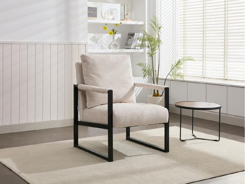 vente unique Fauteuil en tissu texturé beige ISPORI
