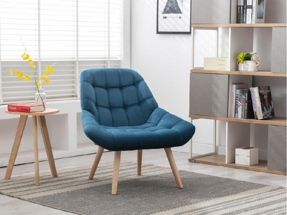 vente unique Fauteuil en velours bleu canard LUOSTO