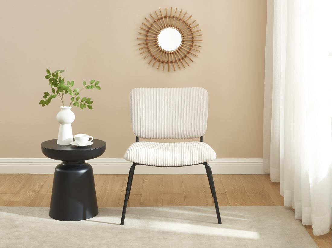 Vente Unique Fauteuil En Velours Côtelé Beige LOVUNIA De Maison Céphy