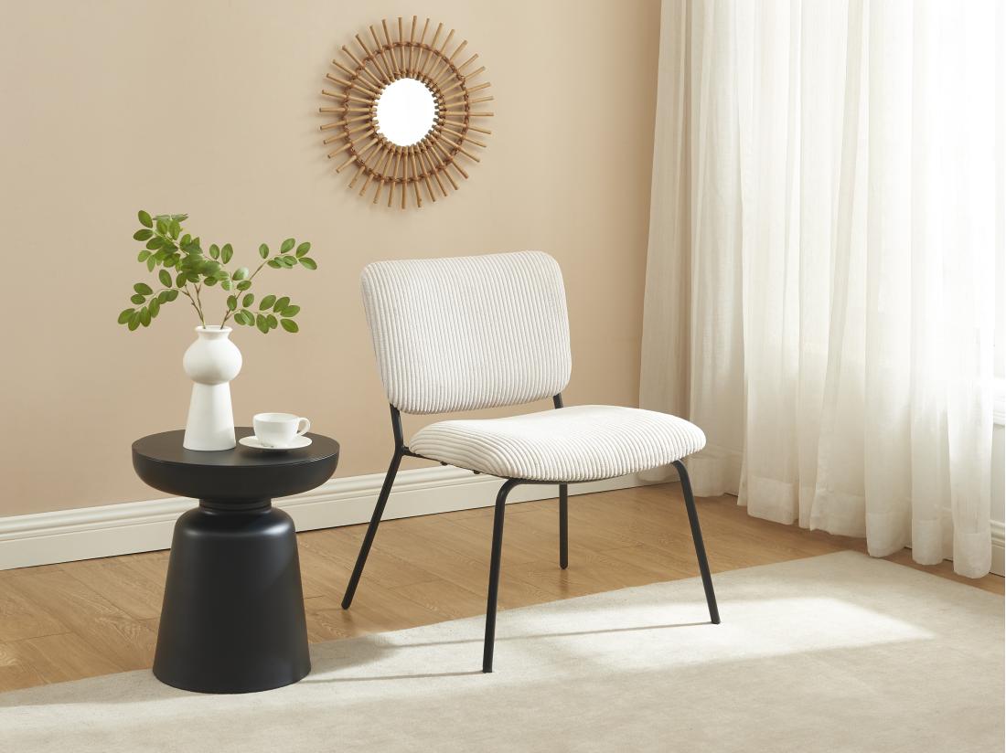 vente unique Fauteuil en velours côtelé beige LOVUNIA de Maison Céphy