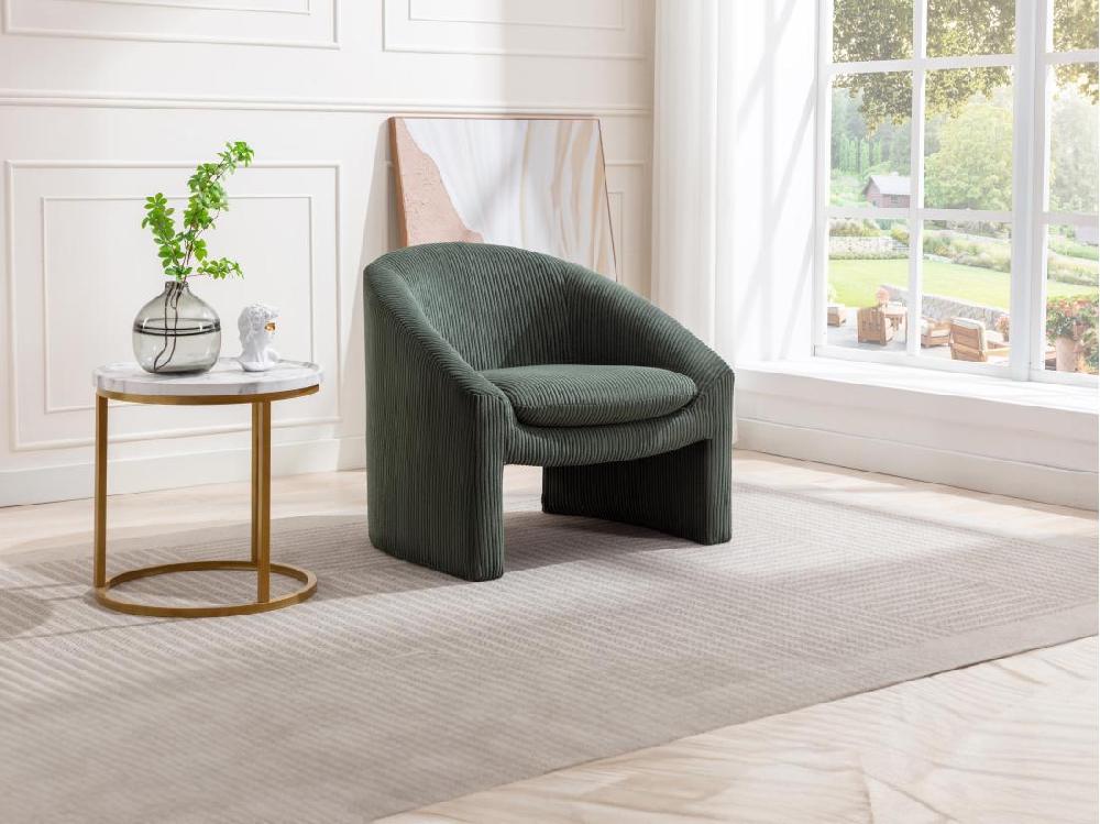 Vente Unique Fauteuil En Velours Côtelé Vert OSSANA