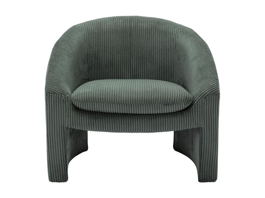 Vente Unique Fauteuil En Velours Côtelé Vert OSSANA