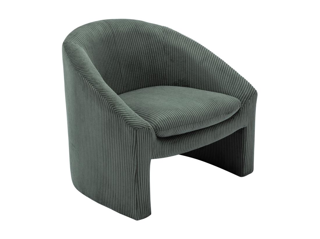 Vente Unique Fauteuil En Velours Côtelé Vert OSSANA