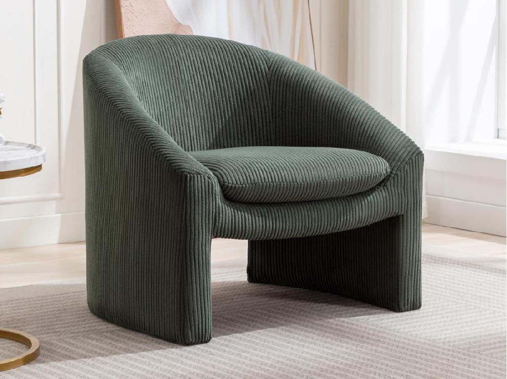 vente unique Fauteuil en velours côtelé vert OSSANA