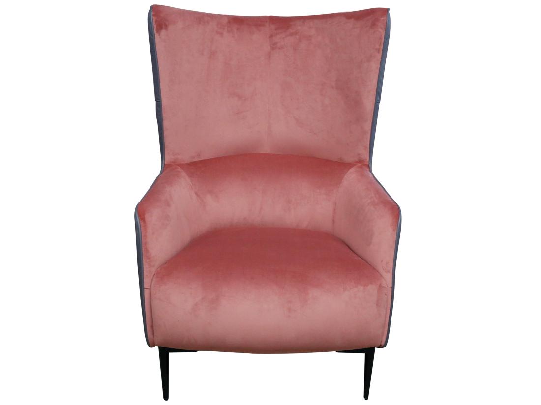 Vente Unique Fauteuil En Velours Rose Et Structure Anthracite MENDOCINO