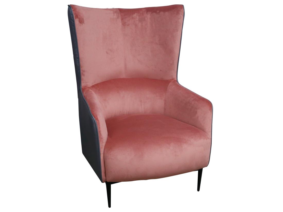 Vente Unique Fauteuil En Velours Rose Et Structure Anthracite MENDOCINO