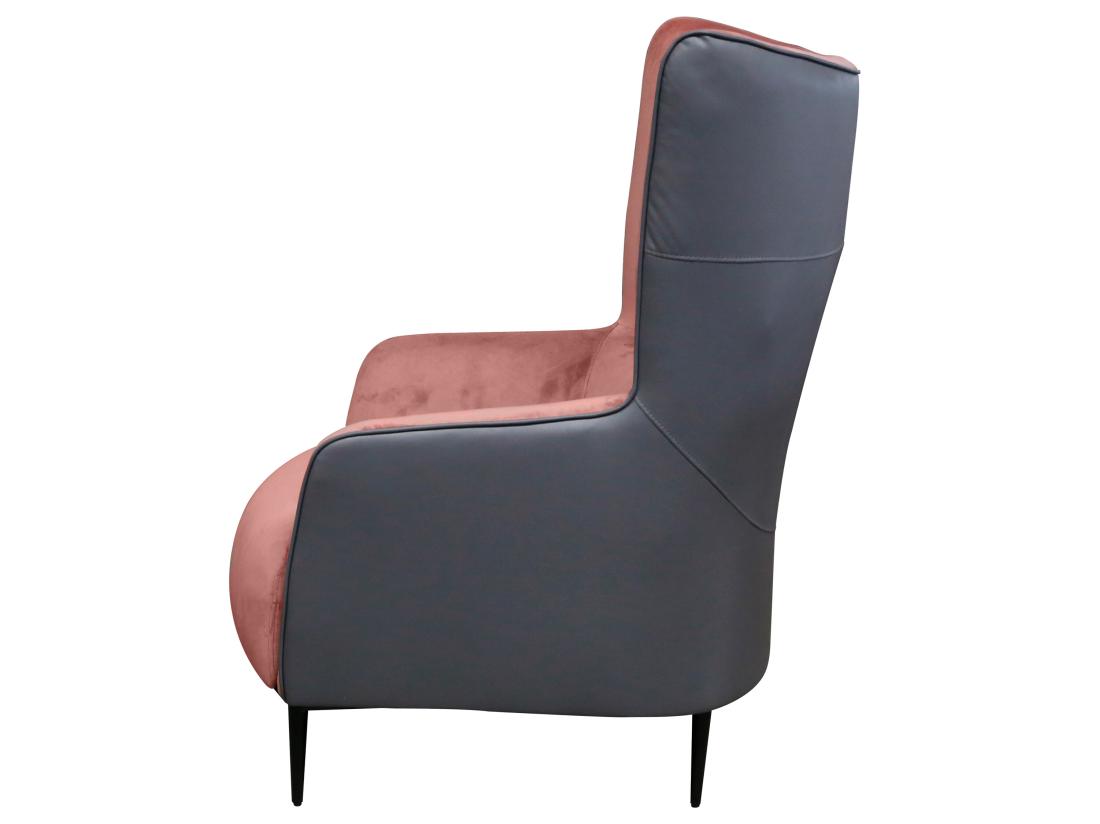 Vente Unique Fauteuil En Velours Rose Et Structure Anthracite MENDOCINO