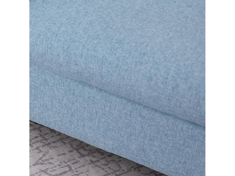 Vente Unique Fauteuil Enfant Design Scandinave Grand Confort Accoudoirs Assise Dossier Garnissage Mousse Haute Densité Piètement Bois Caoutchouc Lin Bleu