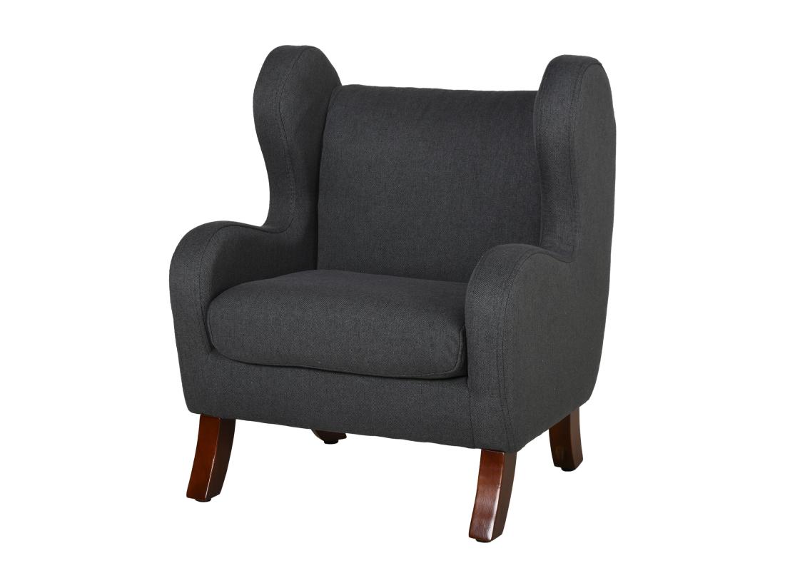 Vente Unique Fauteuil Enfant Oreilles Grand Confort Accoudoirs Assise Dossier Garnissage Mousse Haute Densité Piètement Bois Hévéa Verni Lin Gris