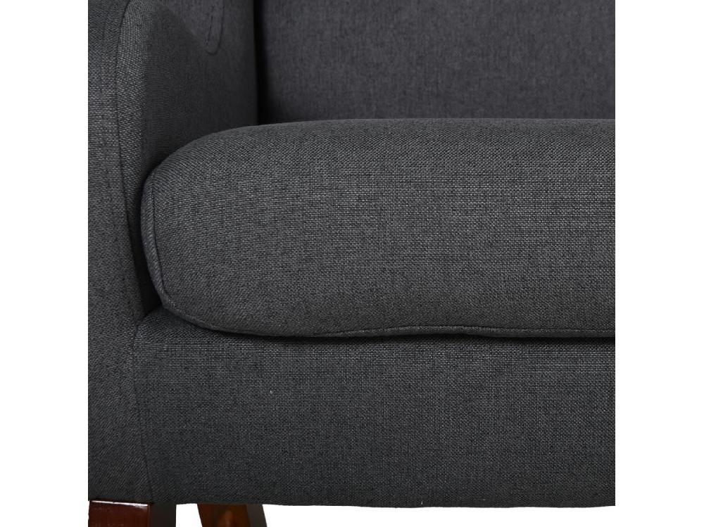 vente unique Fauteuil enfant oreilles grand confort accoudoirs assise dossier garnissage mousse haute densité piètement bois hévéa verni lin gris