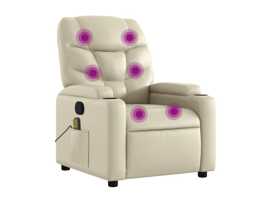 Vente Unique Fauteuil Inclinable De Massage Crème Similicuir
