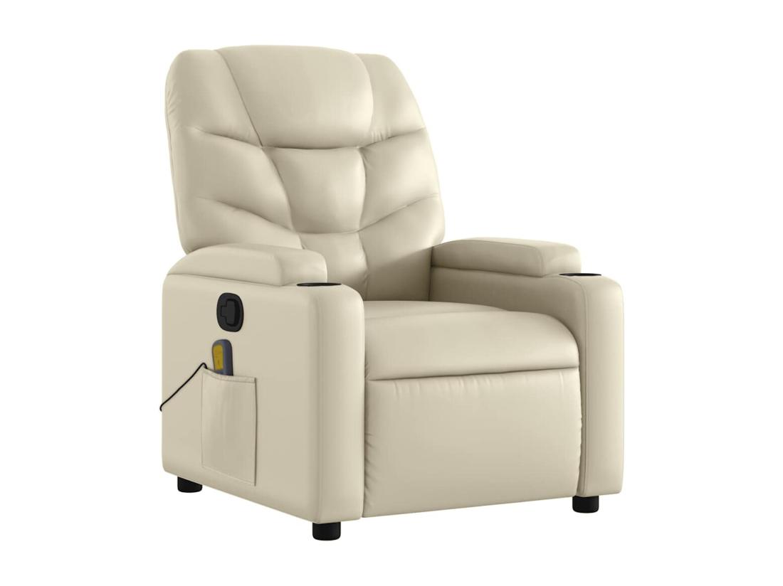 Vente Unique Fauteuil Inclinable De Massage Crème Similicuir