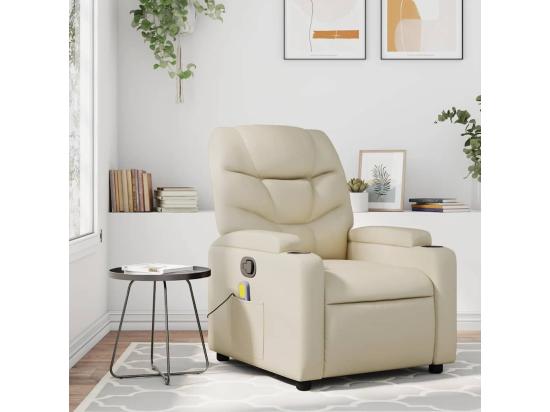 vente unique Fauteuil inclinable de massage Crème Similicuir