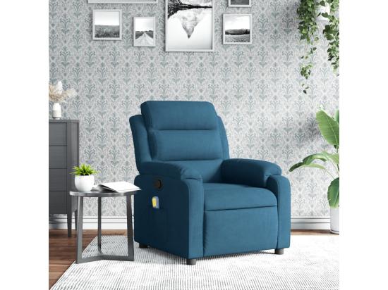 Vente Unique Fauteuil Inclinable Massant Bleu Velours