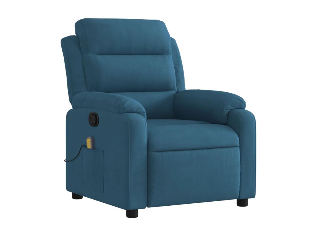 Vente Unique Fauteuil Inclinable Massant Bleu Velours