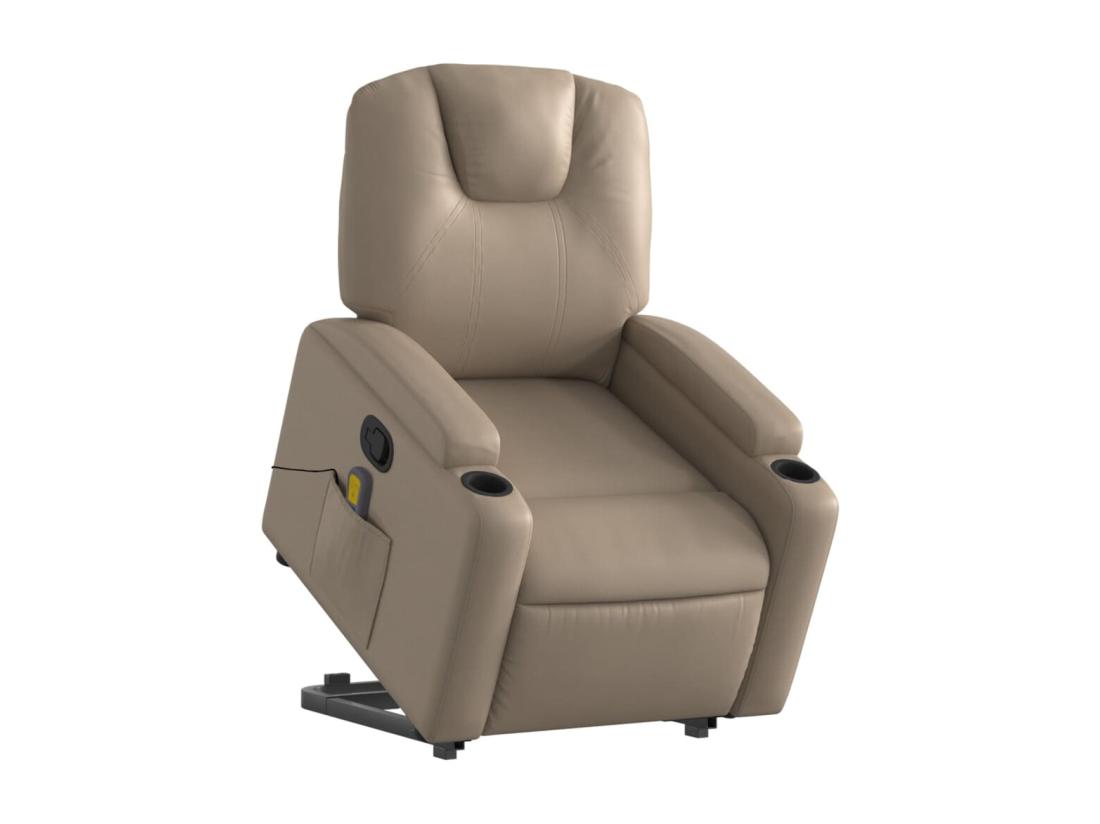 Vente Unique Fauteuil Inclinable Massant Cappuccino Similicuir