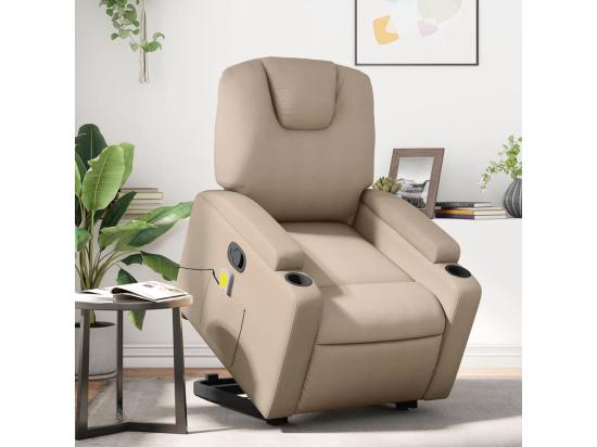 vente unique Fauteuil inclinable massant Cappuccino Similicuir