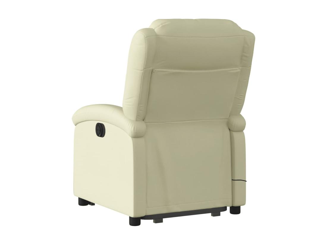 Vente Unique Fauteuil Inclinable Massant Crème Cuir Véritable
