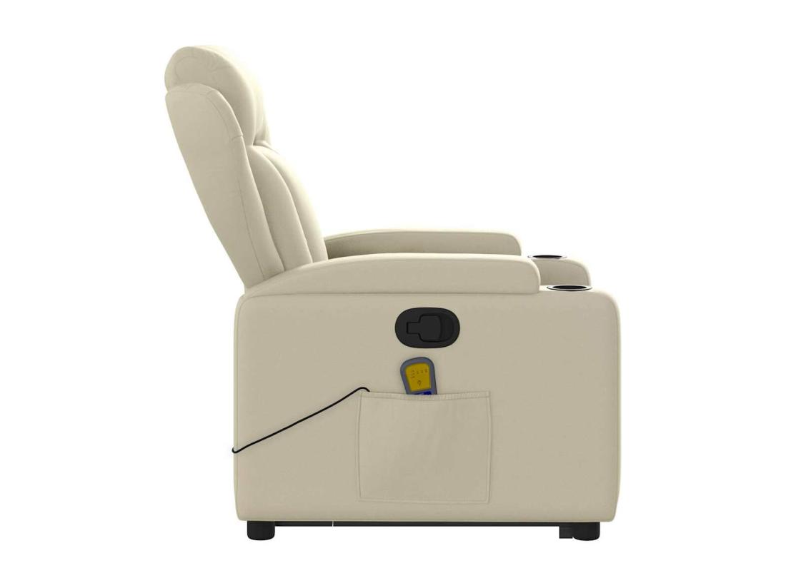 Vente Unique Fauteuil Inclinable Massant Crème Similicuir