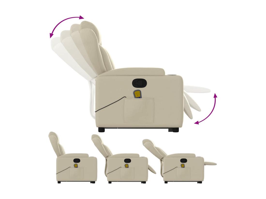 Vente Unique Fauteuil Inclinable Massant Crème Similicuir