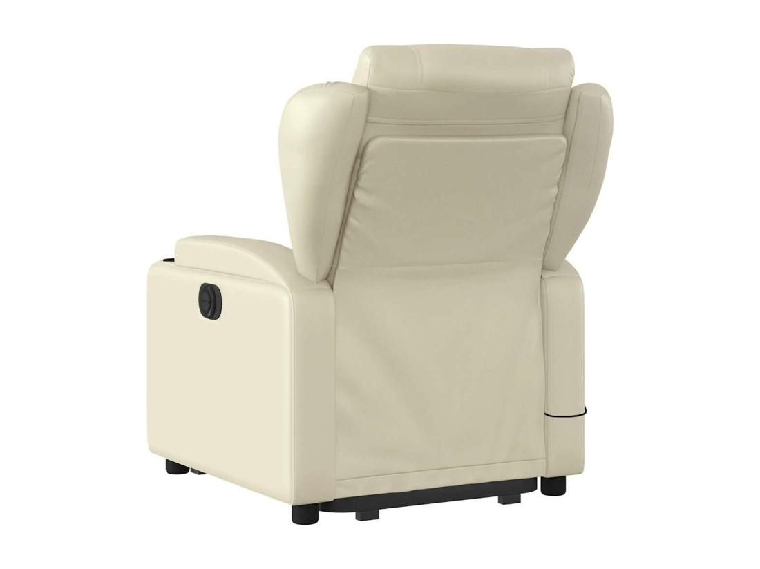 vente unique Fauteuil inclinable massant Crème Similicuir
