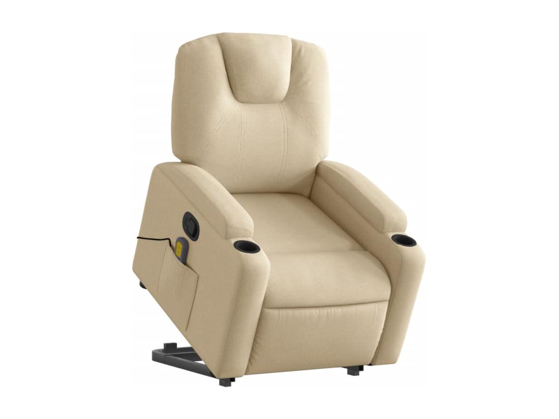 Vente Unique Fauteuil Inclinable Massant Crème Tissu