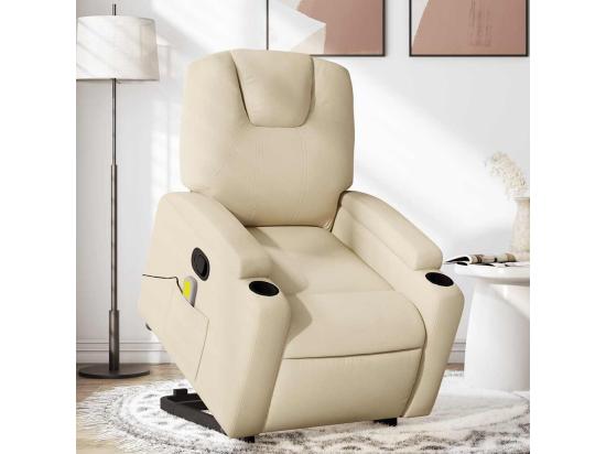 Vente Unique Fauteuil Inclinable Massant Crème Tissu