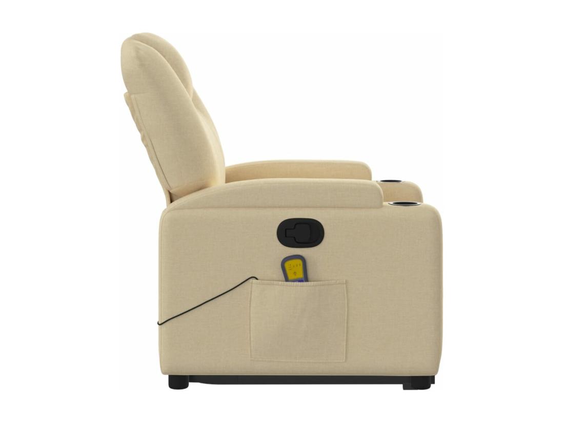 vente unique Fauteuil inclinable massant Crème Tissu