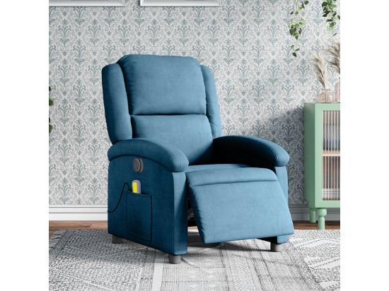 Vente Unique Fauteuil Inclinable Massant électrique Bleu Velours