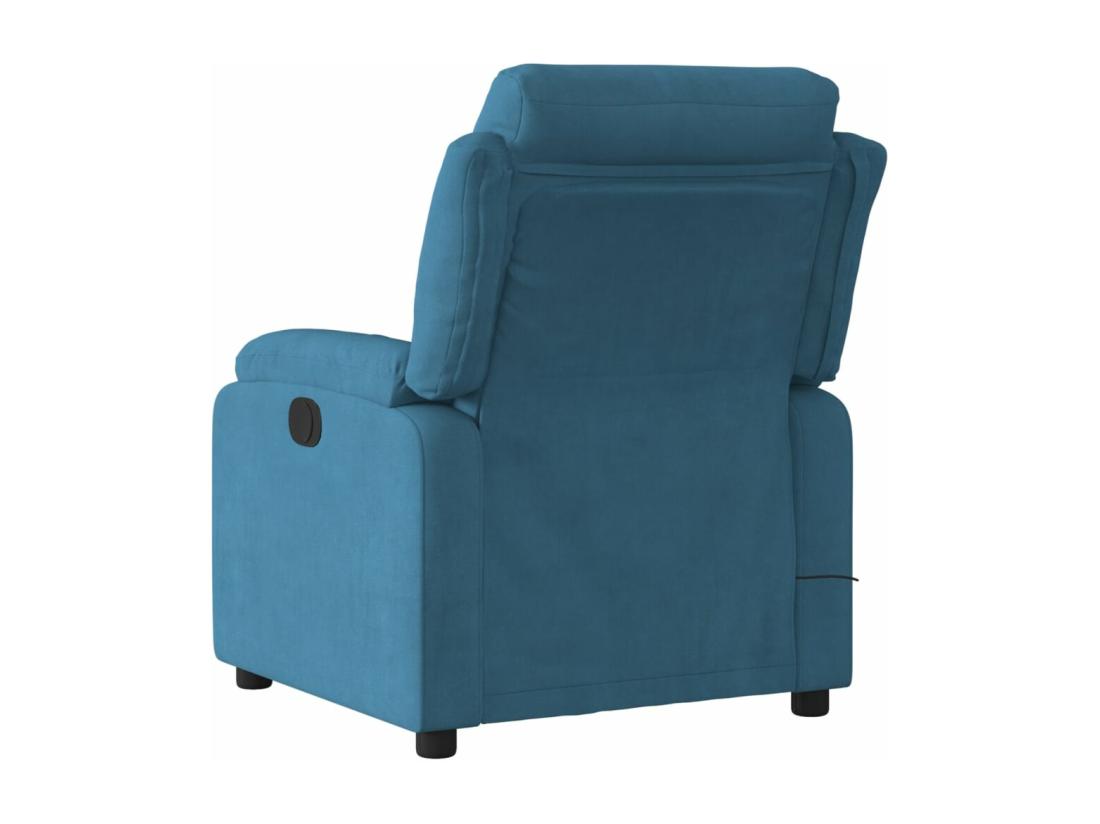 Vente Unique Fauteuil Inclinable Massant électrique Bleu Velours
