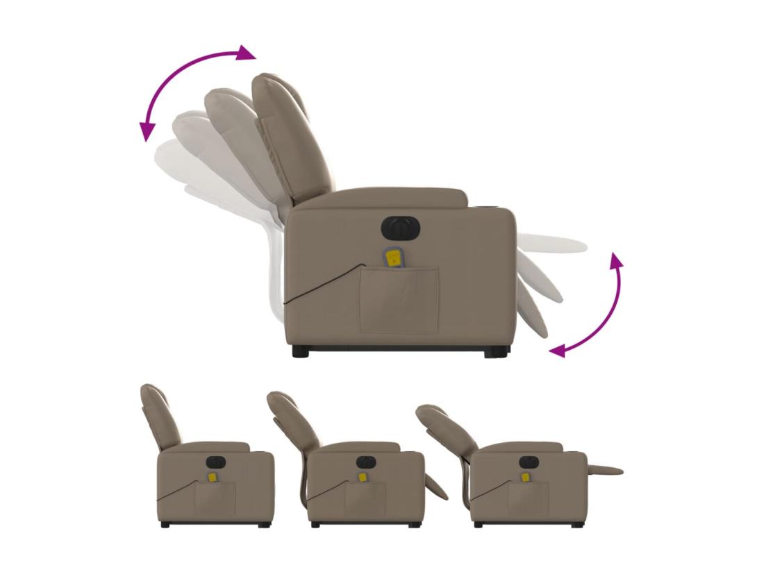 Vente Unique Fauteuil Inclinable Massant électrique Cappuccino Similicuir